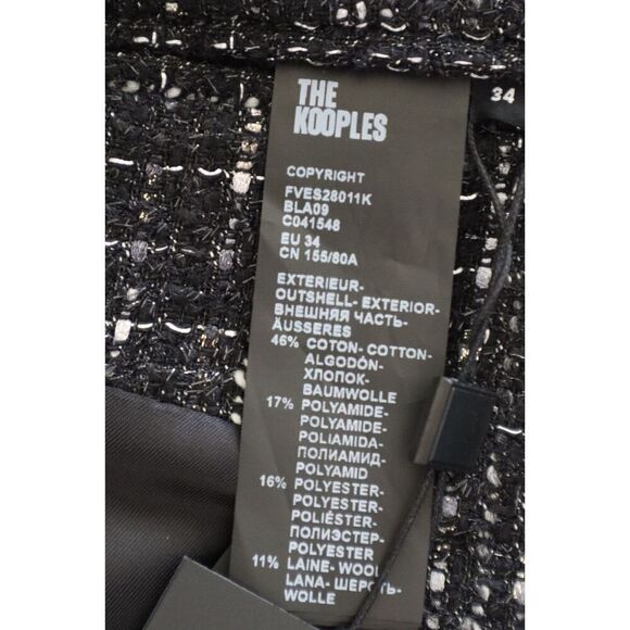 The Kooples FVES28011K Women's Sz 34 Black & White Metallic Tweed Blazer - Picture 7 of 11